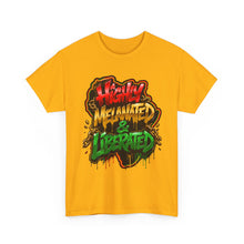 Load image into Gallery viewer, Highly Melanated & Liberated Graffiti Streetwear T-Shirt | Juneteenth Pride Unisex Heavy Cotton Tee