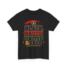 Load image into Gallery viewer, Black, Proud, United & Free Chenille Patch Juneteenth Unisex Heavy Cotton Tee