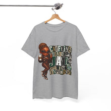 Load image into Gallery viewer, Caffeine Because Jail Is Expensive Funny Coffee Lover Ransom Note Graphic Unisex Heavy Cotton Tee