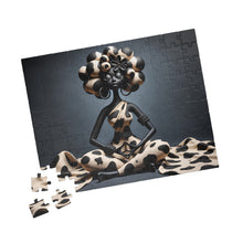 Load image into Gallery viewer, Centered & Unbothered – Black Woman Meditation Jigsaw Puzzle | Afrocentric Polka Dot Art (110, 252, 520, 1014-piece)