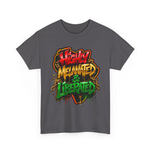 Load image into Gallery viewer, Highly Melanated & Liberated Graffiti Streetwear T-Shirt | Juneteenth Pride Unisex Heavy Cotton Tee