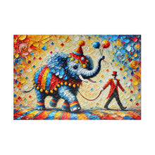 Load image into Gallery viewer, The Grand Circus Parade – Whimsical Carnival Art | Colorful Elephant Jigsaw Puzzle (110, 252, 520, 1014-piece)