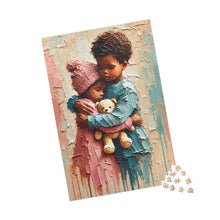 Load image into Gallery viewer, Wrapped in Love – Heartwarming Children & Teddy Bear Jigsaw Puzzle | Textured Childhood Art (110, 252, 520, 1014-piece)