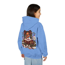 Load image into Gallery viewer, Booked for a Brighter Me Girls Hoodie | Inspirational Reading & Big Dreams Youth Heavy Blend Hooded Sweatshirt