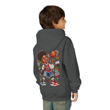 Load image into Gallery viewer, Small Dude Big Plans Boys Basketball Hoodie | Motivational Kids Graphic Youth Heavy Blend Hooded Sweatshirt