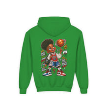 Load image into Gallery viewer, Small Dude Big Plans Boys Basketball Hoodie | Motivational Kids Graphic Youth Heavy Blend Hooded Sweatshirt