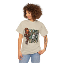 Load image into Gallery viewer, Caffeine Because Jail Is Expensive Funny Coffee Lover Ransom Note Graphic Unisex Heavy Cotton Tee