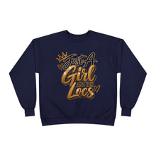 Load image into Gallery viewer, Just A Girl and Her Locs Unisex EcoSmart® Crewneck Sweatshirt