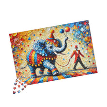 Load image into Gallery viewer, The Grand Circus Parade – Whimsical Carnival Art | Colorful Elephant Jigsaw Puzzle (110, 252, 520, 1014-piece)