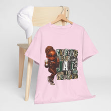 Load image into Gallery viewer, Caffeine Because Jail Is Expensive Funny Coffee Lover Ransom Note Graphic Unisex Heavy Cotton Tee