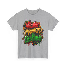 Load image into Gallery viewer, Highly Melanated & Liberated Graffiti Streetwear T-Shirt | Juneteenth Pride Unisex Heavy Cotton Tee