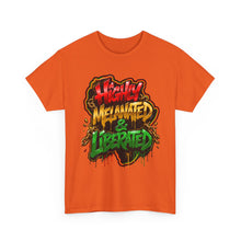 Load image into Gallery viewer, Highly Melanated & Liberated Graffiti Streetwear T-Shirt | Juneteenth Pride Unisex Heavy Cotton Tee