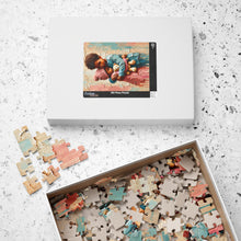 Load image into Gallery viewer, Wrapped in Love – Heartwarming Children & Teddy Bear Jigsaw Puzzle | Textured Childhood Art (110, 252, 520, 1014-piece)