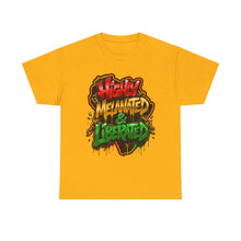 Load image into Gallery viewer, Highly Melanated & Liberated Graffiti Streetwear T-Shirt | Juneteenth Pride Unisex Heavy Cotton Tee