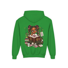 Load image into Gallery viewer, Booked for a Brighter Me Girls Hoodie | Inspirational Reading & Big Dreams Youth Heavy Blend Hooded Sweatshirt