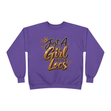Load image into Gallery viewer, Just A Girl and Her Locs Unisex EcoSmart® Crewneck Sweatshirt