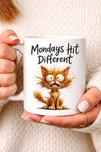 Load image into Gallery viewer, Mondays Hit Different White Ceramic Mug, 11oz
