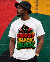 Load image into Gallery viewer, Blackity Black Black T-Shirt | Juneteenth Black Pride Graffiti Streetwear TeeUnisex Heavy Cotton Tee