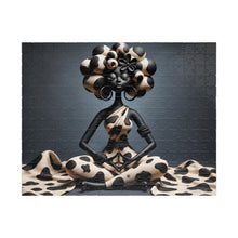 Load image into Gallery viewer, Centered & Unbothered – Black Woman Meditation Jigsaw Puzzle | Afrocentric Polka Dot Art (110, 252, 520, 1014-piece)