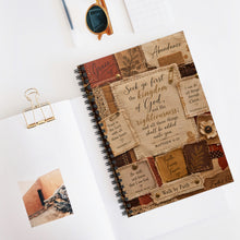 Load image into Gallery viewer, Faith & Fabric- Matthew 6:33 - Luxe Junk Journal Spiral Notebook - Ruled Line