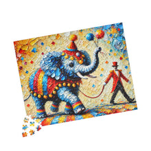 Load image into Gallery viewer, The Grand Circus Parade – Whimsical Carnival Art | Colorful Elephant Jigsaw Puzzle (110, 252, 520, 1014-piece)
