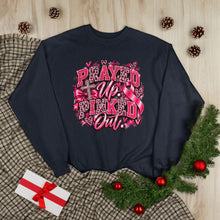 Load image into Gallery viewer, Prayed Up Pinked Out Breast Cancer Awareness Unisex EcoSmart® Crewneck Sweatshirt