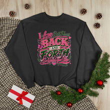 Load image into Gallery viewer, I Love Both Places Back and Forth Sweatshirt – Pink & Green Graphic Unisex EcoSmart® Crewneck Sweatshirt