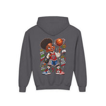 Load image into Gallery viewer, Small Dude Big Plans Boys Basketball Hoodie | Motivational Kids Graphic Youth Heavy Blend Hooded Sweatshirt