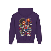 Load image into Gallery viewer, Small Dude Big Plans Boys Basketball Hoodie | Motivational Kids Graphic Youth Heavy Blend Hooded Sweatshirt