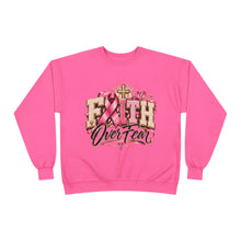 Load image into Gallery viewer, Faith Over Fear Breast Cancer Awareness Unisex EcoSmart® Crewneck Sweatshirt