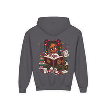 Load image into Gallery viewer, Booked for a Brighter Me Girls Hoodie | Inspirational Reading & Big Dreams Youth Heavy Blend Hooded Sweatshirt