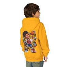 Load image into Gallery viewer, Small Dude Big Plans Boys Basketball Hoodie | Motivational Kids Graphic Youth Heavy Blend Hooded Sweatshirt