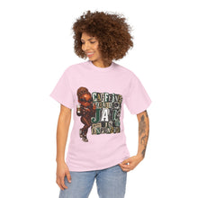 Load image into Gallery viewer, Caffeine Because Jail Is Expensive Funny Coffee Lover Ransom Note Graphic Unisex Heavy Cotton Tee