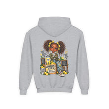 Load image into Gallery viewer, Young Boss Energy Lemonade CEO | Girls Inspirational Graphic Youth Heavy Blend Hooded Sweatshirt