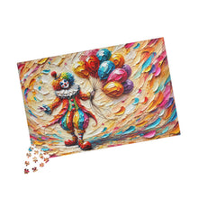 Load image into Gallery viewer, Colorful Carnival Dreams – Whimsical Clown & Balloons Jigsaw Puzzle (110, 252, 520 or 1014 piece options)