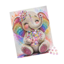 Load image into Gallery viewer, Sparkle & Bubbles – Rainbow Bling Baby Elephant Puzzle (110, 252, 520, 1014-piece)