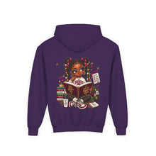 Load image into Gallery viewer, Booked for a Brighter Me Girls Hoodie | Inspirational Reading & Big Dreams Youth Heavy Blend Hooded Sweatshirt