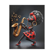 Load image into Gallery viewer, Sassy Sax – Red Polka Dot Music Art Puzzle (110, 252, 520, 1014-piece)