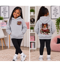 Load image into Gallery viewer, Booked for a Brighter Me Girls Hoodie | Inspirational Reading & Big Dreams Youth Heavy Blend Hooded Sweatshirt
