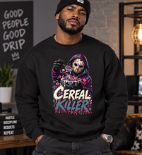 Load image into Gallery viewer, Cereal Killer Halloween Sweatshirt | Masked Horror Graphic Unisex EcoSmart® Crewneck Sweatshirt