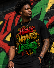 Load image into Gallery viewer, Highly Melanated & Liberated Graffiti Streetwear T-Shirt | Juneteenth Pride Unisex Heavy Cotton Tee