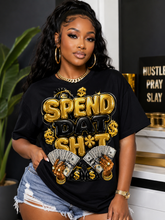 Load image into Gallery viewer, Spend Dat Sh*t Money Graphic Tee | Gold & Black Cash Money Unisex Heavy Cotton Tee