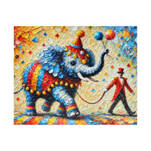 Load image into Gallery viewer, The Grand Circus Parade – Whimsical Carnival Art | Colorful Elephant Jigsaw Puzzle (110, 252, 520, 1014-piece)
