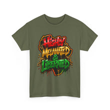 Load image into Gallery viewer, Highly Melanated &amp; Liberated Graffiti Streetwear T-Shirt | Juneteenth Pride Unisex Heavy Cotton Tee
