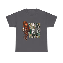 Load image into Gallery viewer, Caffeine Because Jail Is Expensive  Funny Coffee Lover Ransom Note Graphic Unisex Heavy Cotton Tee
