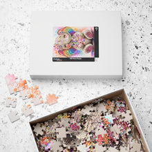 Load image into Gallery viewer, Sparkle &amp; Bubbles – Rainbow Bling Baby Elephant Puzzle (110, 252, 520, 1014-piece)
