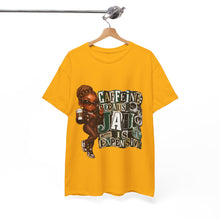 Load image into Gallery viewer, Caffeine Because Jail Is Expensive  Funny Coffee Lover Ransom Note Graphic Unisex Heavy Cotton Tee

