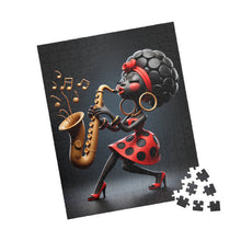 Load image into Gallery viewer, Sassy Sax – Red Polka Dot Music Art Puzzle (110, 252, 520, 1014-piece)
