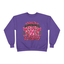 Load image into Gallery viewer, She’s Somebody’s Everything Breast Cancer Awareness | Pink Ribbon Family Support Unisex EcoSmart® Crewneck Sweatshirt
