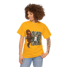 Load image into Gallery viewer, Caffeine Because Jail Is Expensive  Funny Coffee Lover Ransom Note Graphic Unisex Heavy Cotton Tee
